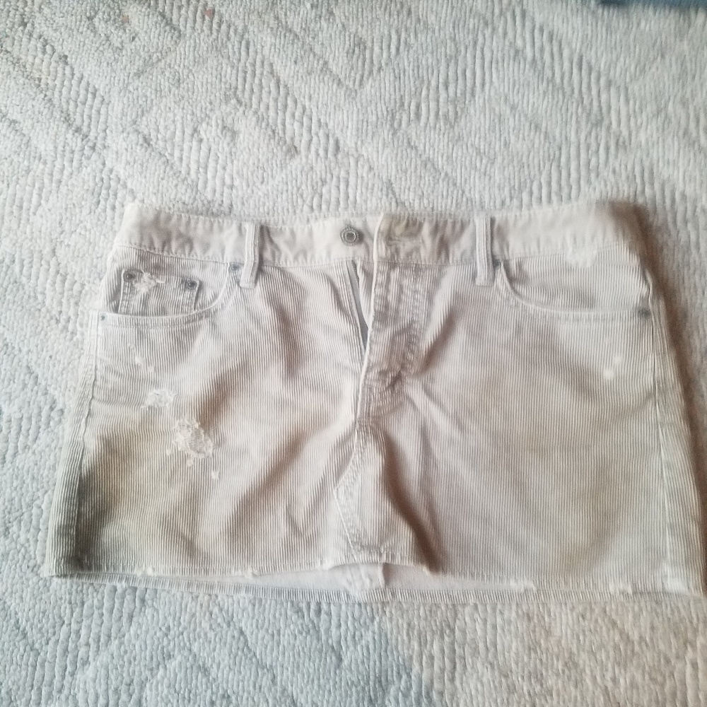 Distressed corduroy mini skirt